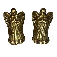 Gold Angel Candleholder Lot Of 2 Christmas Holiday Ceramic 6.5” Tall