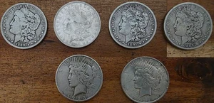 Antique Silver Dollar Coin Lot (4) Morgan (2) Peace - Years And Mints Vary - Picture 1 of 2