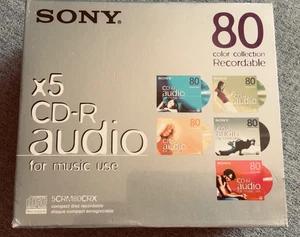 NEW SEALED- SONY CD-R Audio MUSIC 5CRM80CRX 5x Music CD-R Blank Recordable Discs - Picture 1 of 3