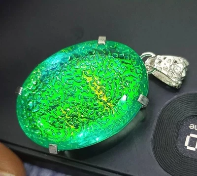 Ciondolo in argento massiccio 925 doppio opale di fuoco monarca ovale 100... - Immagine 1 di 4