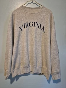 Vintage Discus Athletic Heathered Gray Embroidered Virginia Sweatshirt Mens Size - Picture 1 of 6