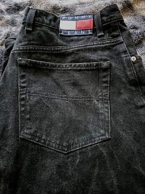Vintage Y2K Baggy Wide Leg Tommy Hilfiger Jeans Black Denim Men's Sz. 38x30 Nice - Image 1 of 4