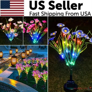 Solar Garden Lights LED Flower Stake Lamp Outdoor Yard Waterproof Patio Decor - Picture 1 of 13