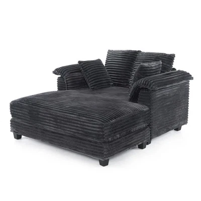 Sofá cama de pana con almohadas reclinables cómodo sofá grande asiento profundo Foto 1 de 4