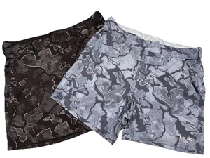 2 HUK Shorts Mens L Camo Performance Fishing Hiking Swim Trunk Quick Dry - Picture 1 of 7