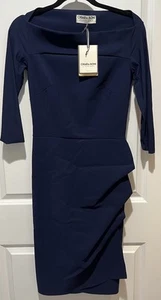 NWT Chiara Boni La Petite Robe Kate Boatneck Blue 3/4 Sleeve Dress Size 8(44)New - Picture 1 of 9