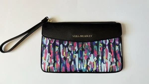 Vera Bradley Black Watercolor Brush Stroke Envelope Wristlet Wallet Clutch - Picture 1 of 8