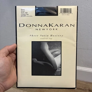 Donna Karan transparentes Satin Strumpfwaren Control Top schwarz Small Style 265 neu mit Etikett - Bild 1 von 14