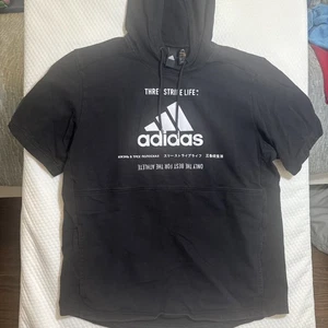 Soldout! Adidas Men's Post Game Short Sleeve Hoodie Black - Picture 1 of 5