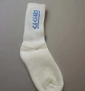 10-13 VTG Caesars Palace Casino Socks Acrylic Vegas White Blue 80s 90s NOS Crew - Picture 1 of 4