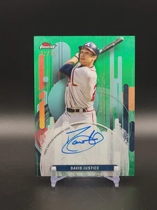 2025 Topps Finest David Justice GREEN REFRACTOR Auto /75 Atlanta Braves FA-DJ - Picture 1 of 2