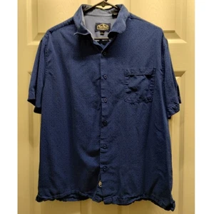 Nat Nast Herren Größe Large blau geometrisches geknöpftes Kurzarm Seidenmischung Hemd - Bild 1 von 7