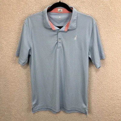 Johnnie-O Hangin' Out Polo Shirt Youth Size 16 Blue White Striped Preppy - Image 1 of 4