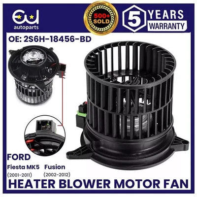 HEATER BLOWER MOTOR FAN FOR FORD FIESTA MK5 V JD JH FUSION JU 1252927 2001-2012 - Image 1 of 4
