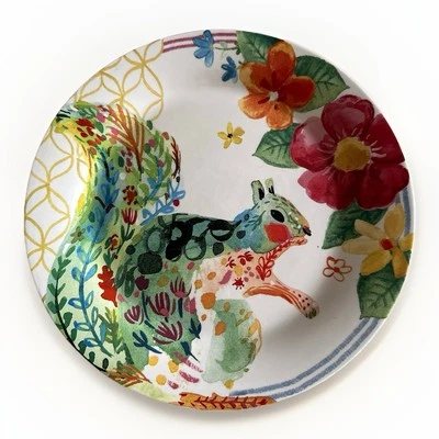 Pier 1 Ironstone Hello Spring Salad Plate Squirrel Replacement Colorful 1 Plate - Image 1 of 4