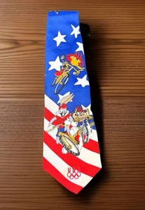 Looney Tunes offizielle olympische Radsport-Krawatte Bugs Taz Daffy Atlanta Spiele Vintage 1996 - Bild 1 von 12