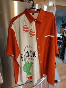 Merry F*cking Christmas Grinch Men's Short Sleeve Casual Button-Down Shirt 4XL - Picture 1 of 4