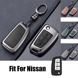 Zinc Alloy Leather Car Key Fob Case Cover For Nissan Rogue Sport Qashqai Kicks - Picture 1 of 10