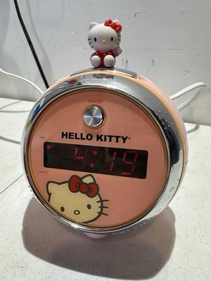 Hello Kitty KT2054 projetor LED rosa despertador rádio AM FM display de tempo - Imagem 1 de 4