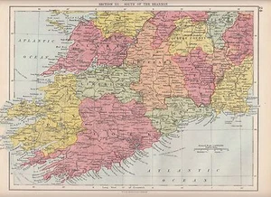 1923 MAP ~ IRELAND SOUTH ~ CORK KERRY TIPPERARY LIMERICK CLARE - Picture 1 of 1