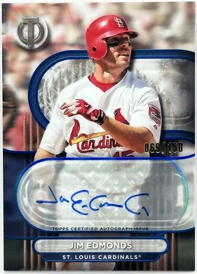 2024 TOPPS TRIBUTE JIM EDMONDS Blue AUTO /150 ON CARD CARDINALS!!!! TA-JE - Image 1 of 2