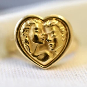 Vintage Carrera y Carrera 18ct Romeo & Juliet Lovers Heart Signet Ring  - Picture 1 of 9