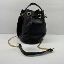 Diva's Bag Pebbled Leather Convertible Bucket Crossbody/HandBag Black Italy