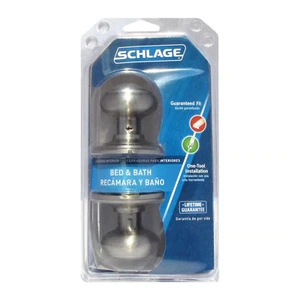 Schlage Georgian Knob Satin Nickel Privacy Lockset 1-3/4 in. - Picture 1 of 1