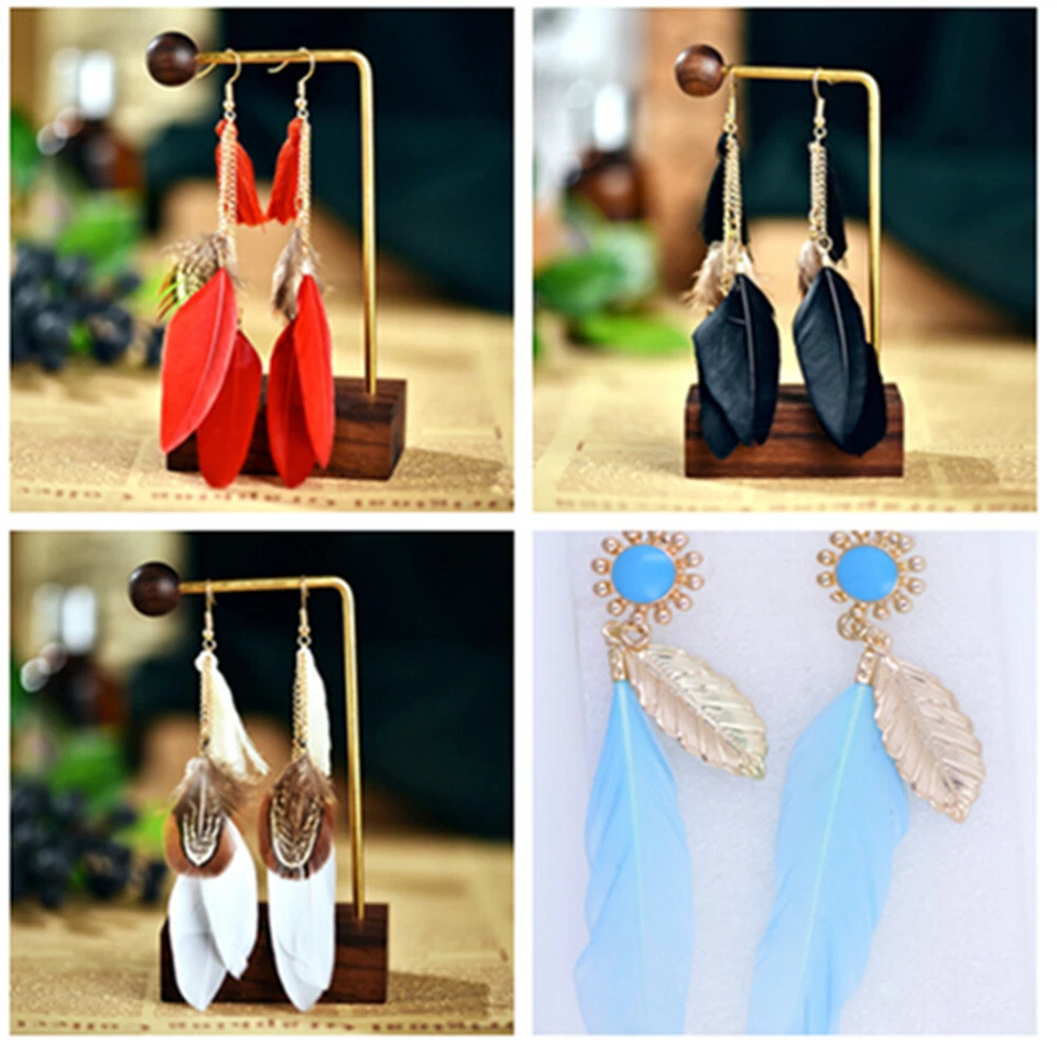 Boho style tassel and feather dangle earrings, multiple choices - Image 1 of 1