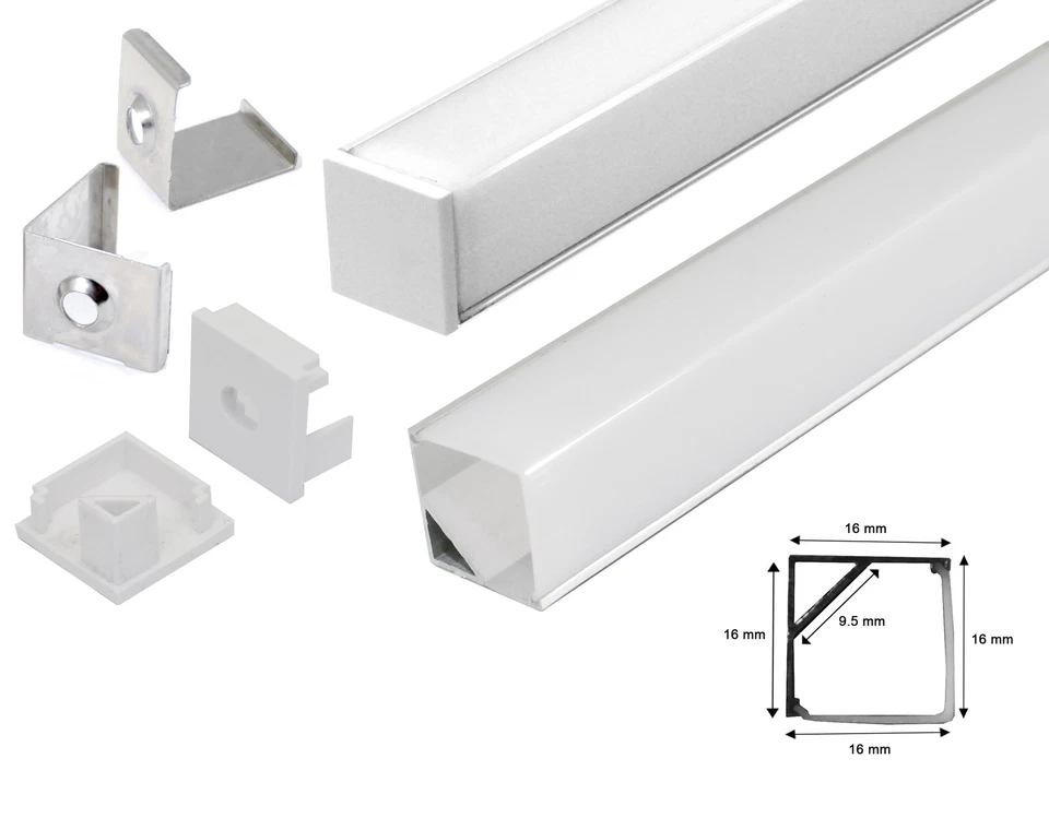 LED Aluprofil Aluminium Profil Alu Schiene Leiste Winkelprofil Eckprofil 1m - Bild 1 von 1