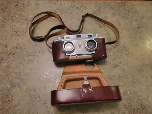 Vintage WOLLENSAK Stereo 10 Film 3D Camera w Original Leather Case - Picture 1 of 11