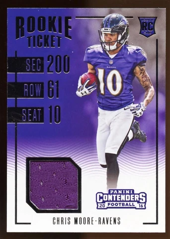 2016 CONTENDERS FB CHRIS MOORE #33 RC ROOKIE TICKET RELIC BALTIMORE RAVENS Cover