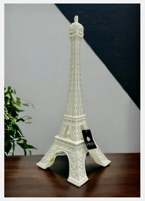 NEW Three Hands 15” White Resin Eiffel Tower Tabletop Home Decor Statue Olympics - Image 1 of 4