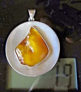 Butterscotch Bernstein Anhänger + Kette Handarbeit Silber 19g/4,3cm groß Unikat - Bild 1 von 12