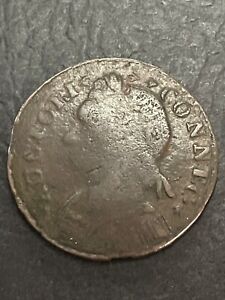1787 Connecticut Colonial Copper Cent Coin. Mailed Bust Left - Pheons!