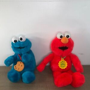 Sesame Street Plush Lot Vintage 1997 Tyco Yum Yum Cookie Monster 1993 ABC Elmo