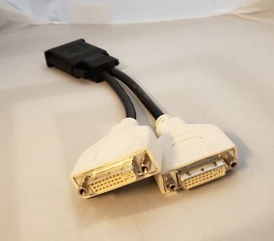Molex DVI Splitter DMS-59 (male) to Dual DVI-I (female) 1 Foot Molded Cable NICE - Image 1 of 2