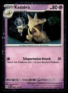 Tarjeta de Pokémon de promoción Kadabra Cosmos Holo casi nueva 064/165 151 - Imagen 1 de 2