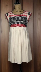 Anthropologie Edme & Esyllte Petra Swing Dress Cream Embroidered Design Sz XS - Picture 1 of 7