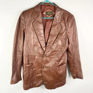 Andhurst Sportswear Leather Blazer Men’s 42 Jacket Sport Coat Disco Red 70s Vtg - Picture 1 of 12