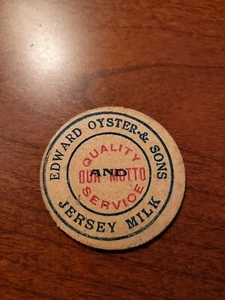 Vintage Edward Oyster & Sons Jersey Milk Bottle Cap; ca. 1920; Alliance, Ohio - Bild 1 von 3