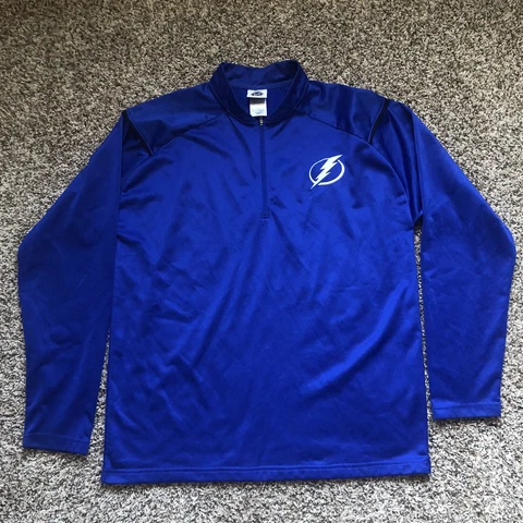Tampa Bay Lightning 1/4 Zip Pullover Athletic Long Sleeve Shirt NHL Mens Size L Cover