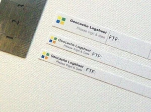10x Geocaching Container Protokolle Logblätter - RITR - Nano - weiß - verschiedene Größen - Bild 1 von 2