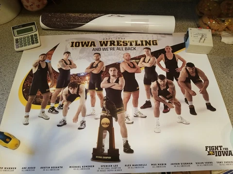 2021-2022  2 IOWA HAWKEYES Wrestling posters  and 1 football Team Poster Cover