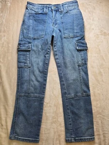 Pantalones cargo KanCan Jeans para mujer 1/24 azul elástico denim recortado - Imagen 1 de 10