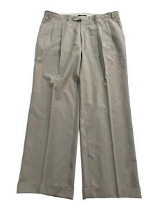 Canali 41x28.5 Wool Light Khaki Mens Pleated Cuffs Dress Pants 78220 READ DESCRI - Picture 1 of 22