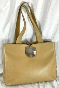 SALVATORE FERRAGAMO Gancini Vintage Authentic Tan Leather Shoulder Bag  - Picture 1 of 12