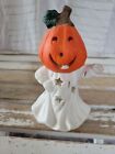 K ghost pumpkin tea light up ceramic Halloween vintage decor