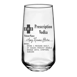 Personalised Prescription Vodka Glass or/and Coaster Engraved Hi ball Tumbler - Picture 1 of 12