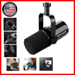 Professional XLR Dynamic Microphone for Podcasts, Gaming & Streaming – Black - Picture 1 of 9